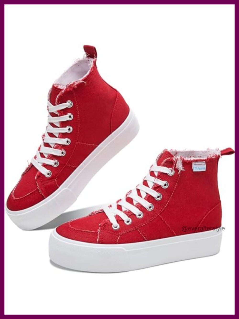 High Top Platform Sneakers Women Mid Calf Canvas Skate Shoes Lace Up Fashion
